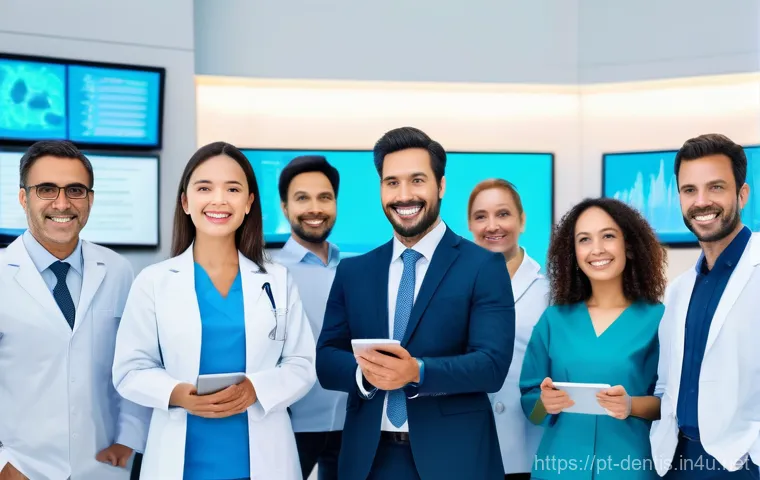 치과의사 협회 가입 혜택 - **Prompt:** A diverse group of professional dentists, appearing to be from Portugal or Brazil, atten...