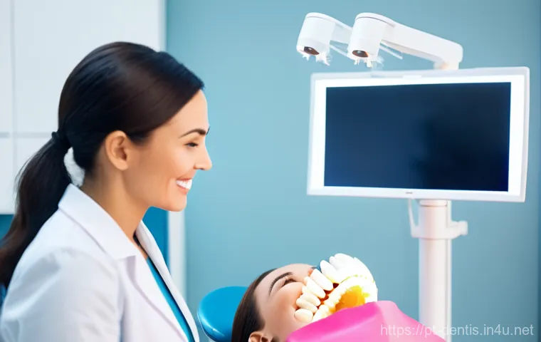 치과의사 연봉 협상 전략 - **Prompt:** A confident female dentist, mid-30s, with a warm smile, is demonstrating advanced dental...