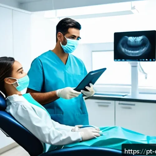 치과 신입의사 연수 프로그램 후기 - A young Portuguese dental graduate in a modern dental clinic, wearing professional white scrubs and ...