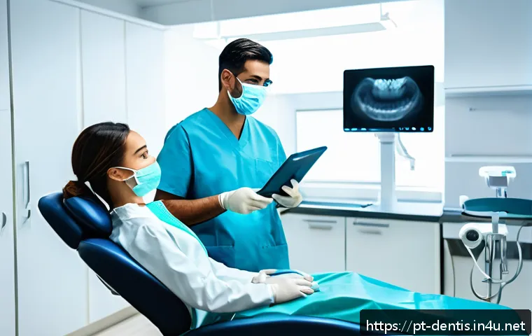 치과 신입의사 연수 프로그램 후기 - A young Portuguese dental graduate in a modern dental clinic, wearing professional white scrubs and ...